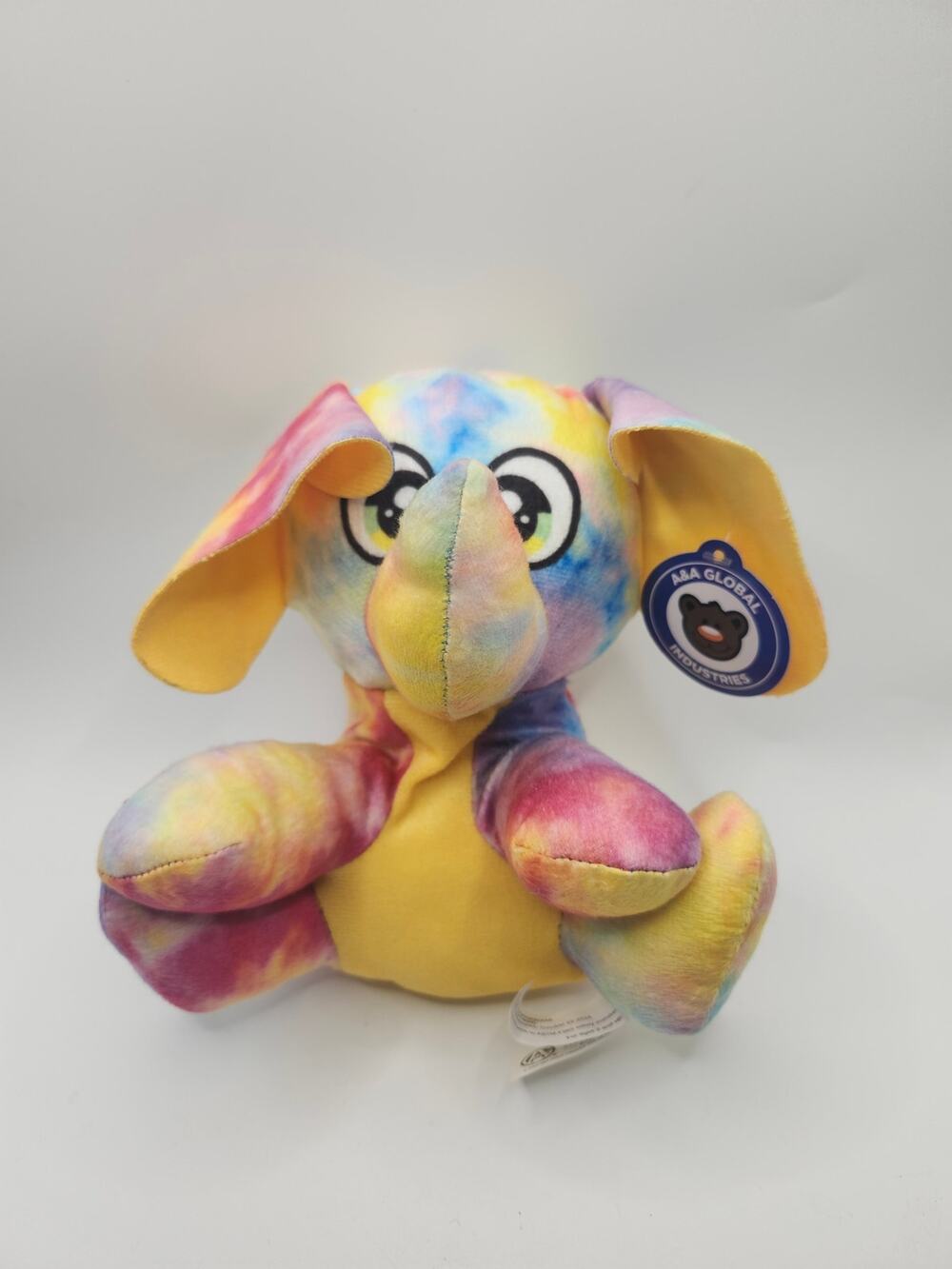 A&A Global Tie Dye Elephant Plush Stuffed Animal Toy 8" Colorful Carnival Prize